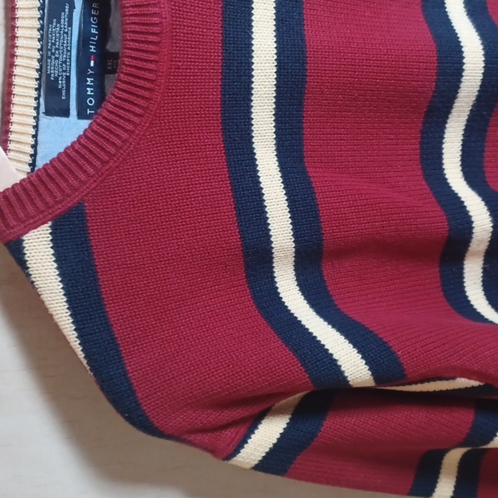 Tommy Hilfiger Vintage Crewneck Striped Sweater Embroidered Crest Heavyweight - Picture 5 of 15